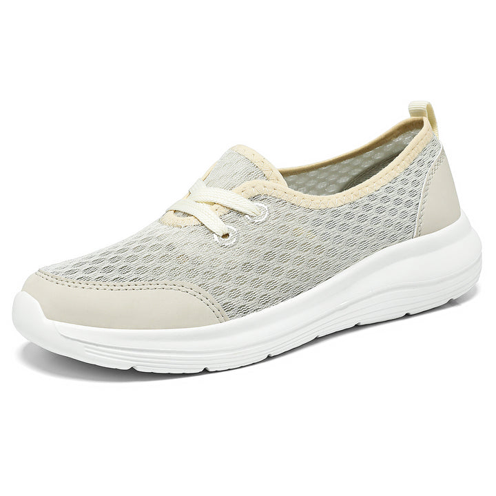 Women’s breathable everyday slipper with fine knitted mesh, elastic decorative lacing, and ergonomic cushioning sole Mune Fashion