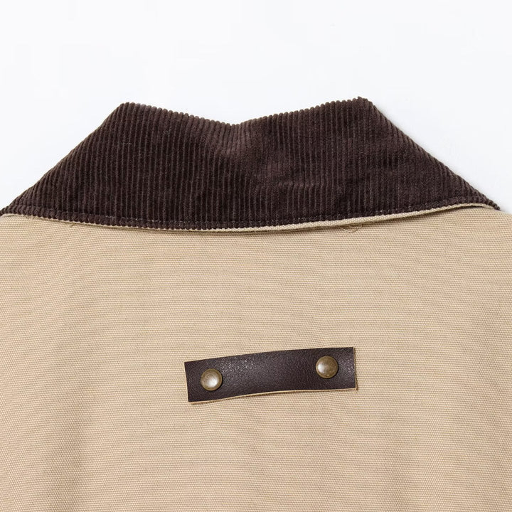 Women's Cropped Work Jacket with Cord Collar, Patch Pockets and Drawstring Mune Fashion