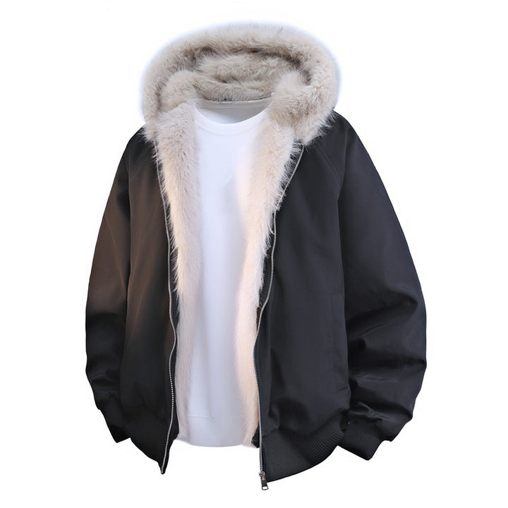 Men's Padded Bomber Jacket with Faux Fur Hood & Thermal Lining Mune Fashion