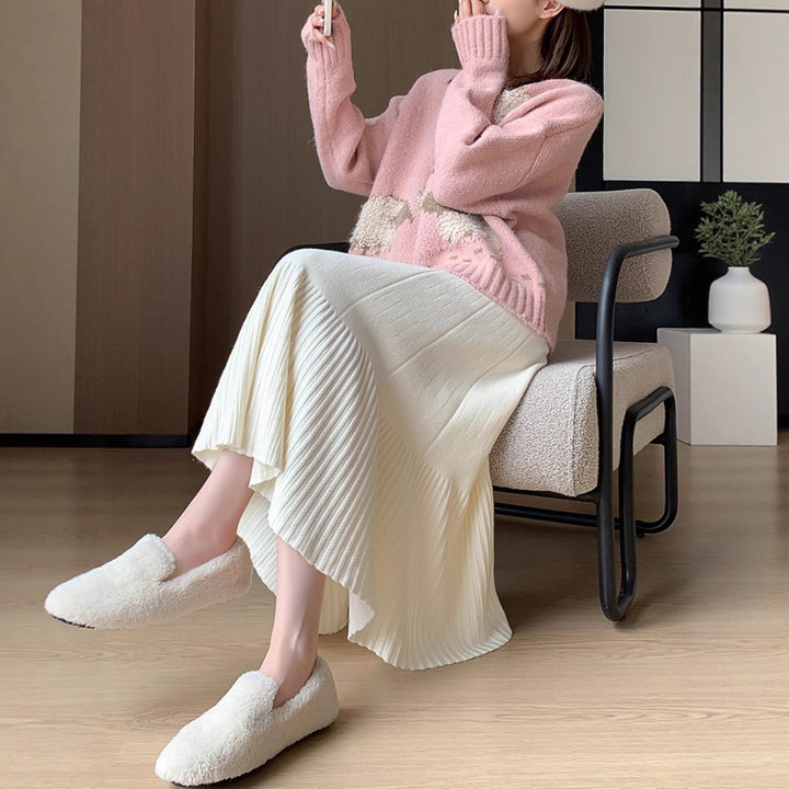 Ladies Elegant Pleated Maxi Skirt Mune Fashion