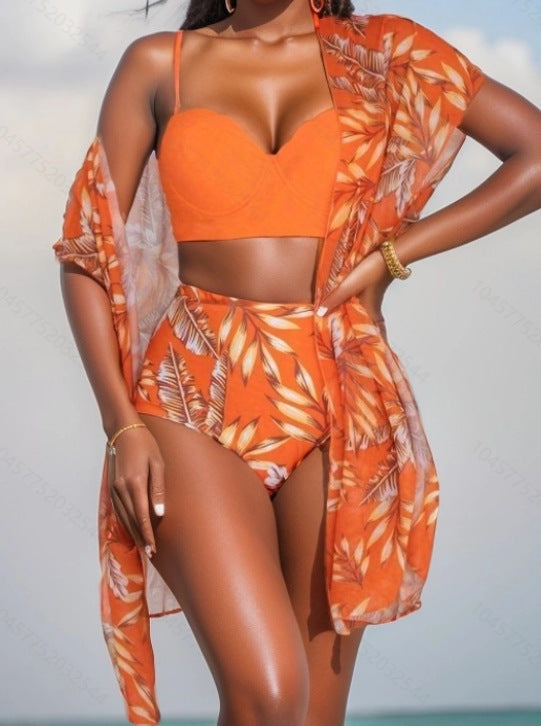Women High-cut swimsuit with transparent kaftan Mune Fashion