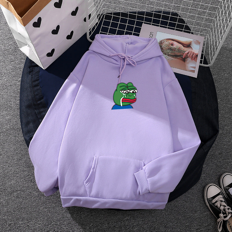 Unisex relaxed-fit hoodie with soft fleece lining, kangaroo pocket and embroidered frog emblem Mune Fashion