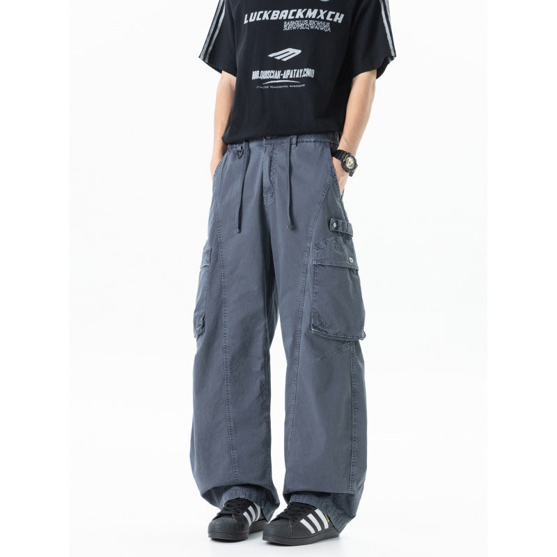 Men's Loose Cargo Pants in Baggy Cut with Utility Pockets and Drawstring Waist Mune Fashion