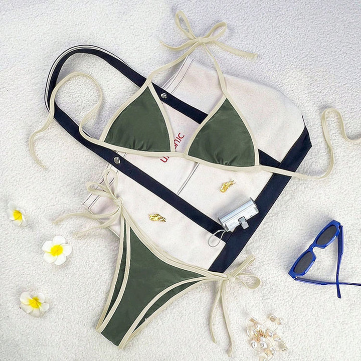 Women’s Triangle Bikini with Contrasting Straps Mune Fashion