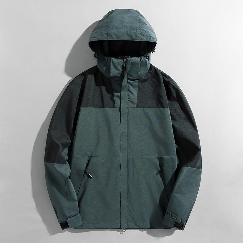 Men's three-layer shell jacket with welded seams adjustable hood and windproof front Mune Fashion