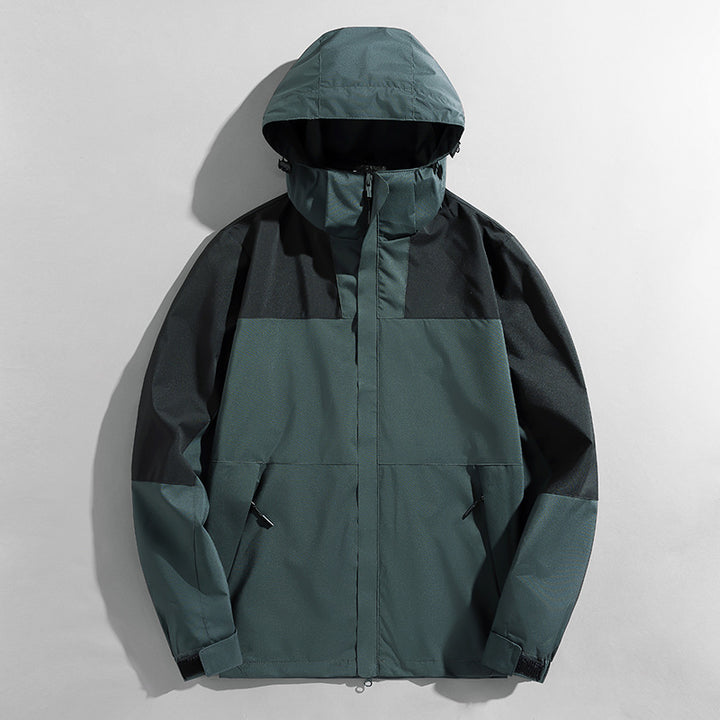 Men's three-layer shell jacket with welded seams adjustable hood and windproof front Mune Fashion