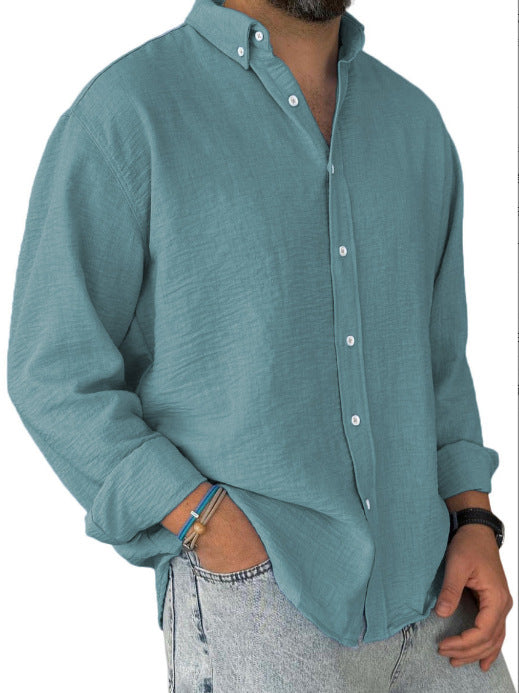 Men's nan lightweight cotton-linen shirt with button-down collar and relaxed fit Mune Fashion