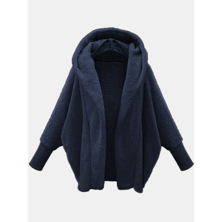 Women's Cozy Oversized Hoodie Cardigan made of Teddy Fleece with Bat Sleeves Mune Fashion