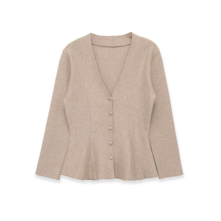 Women's Shaping Cardigan with V-Neck and Waist Emphasis Mune Fashion