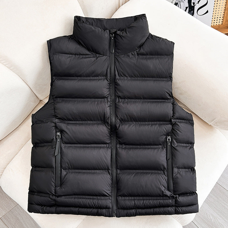 Women's Lightweight Padded Vest with High Collar and Two-Way Zipper Mune Fashion