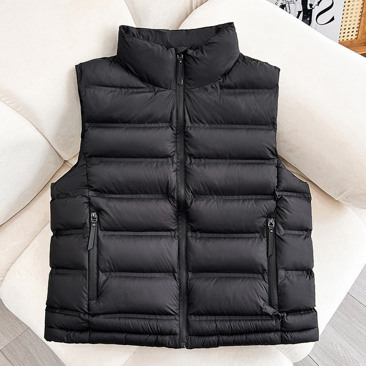 Women's Lightweight Padded Vest with High Collar and Two-Way Zipper Mune Fashion