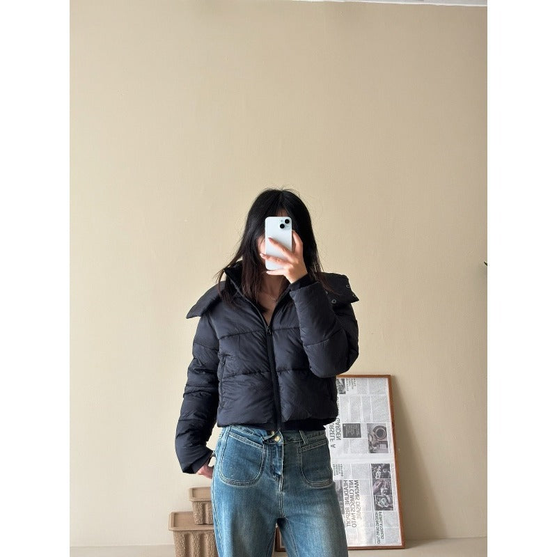 Ladies Short Quilted Cropped Jacket with Wide Lapel Mune Fashion
