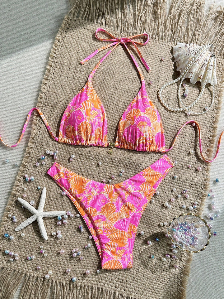 Women Triangle Bikini with Floral Patterns Mune Fashion