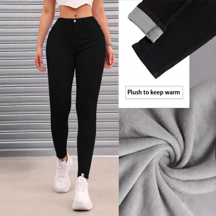 Women's Thermo High Waist Fleece Jeggings in Jeans Look Mune Fashion