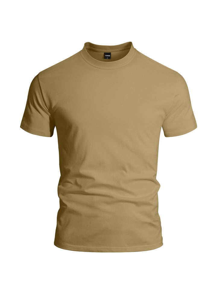 Men's close-fitting round neck basic shirt made of single jersey with reinforced neckband Mune Fashion