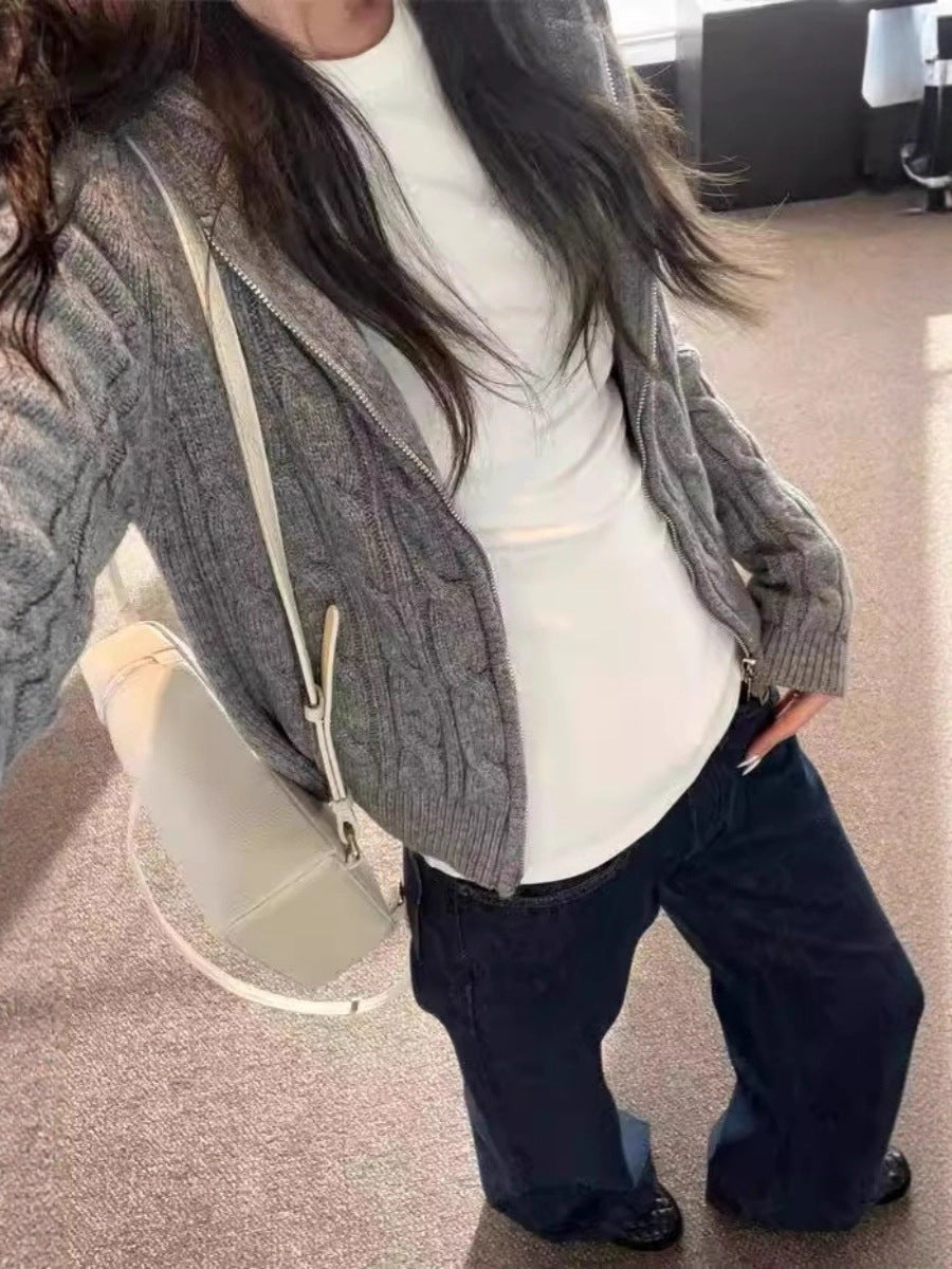 Women's cable-knit cardigan with full zip and tailored fit Mune Fashion