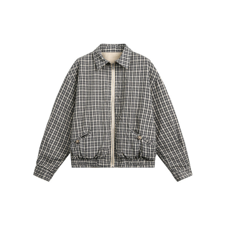 Unisex short jacket in Harrington style with zipper and checkered lining Mune Fashion