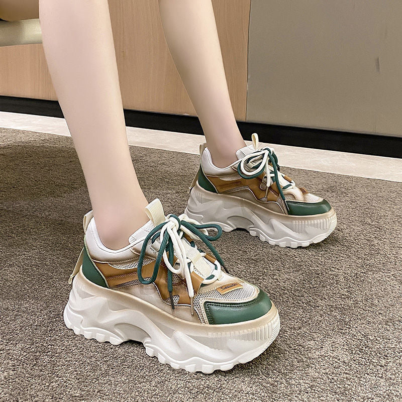 Women's Fashionable Chunky Sneakers with Breathable Mesh Upper and Sturdy Profile Mune Fashion
