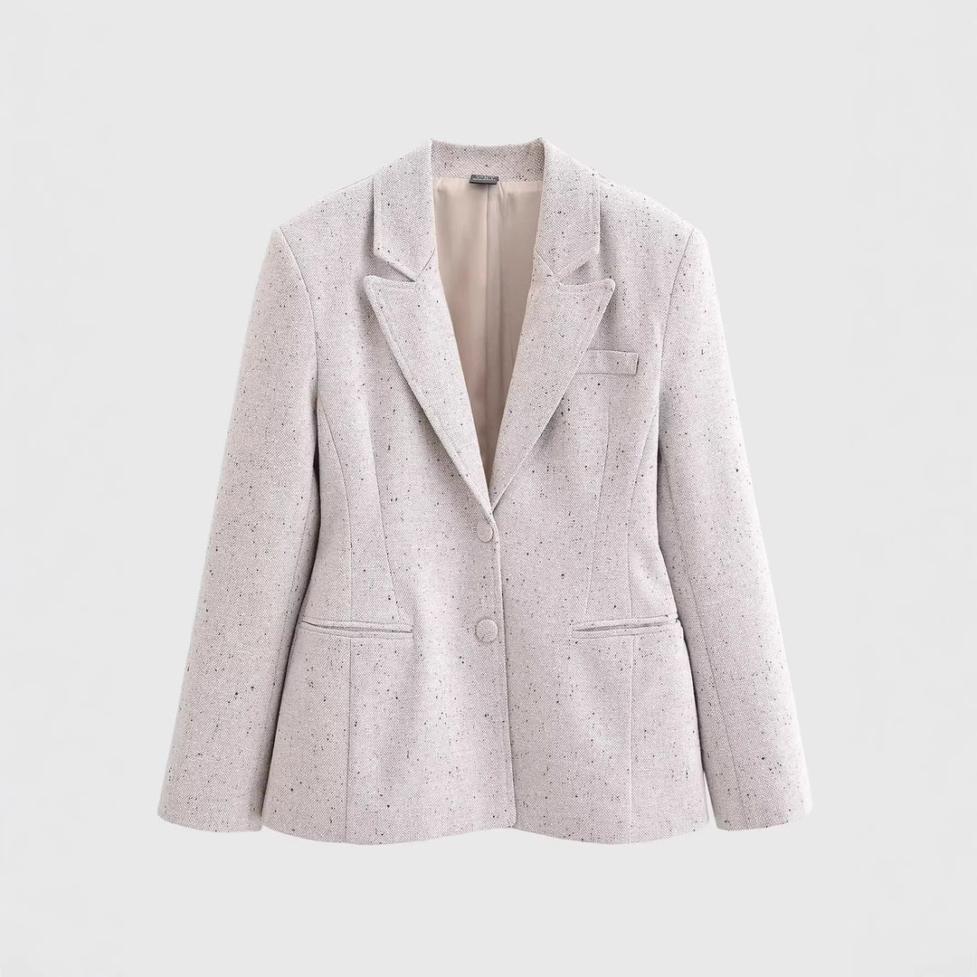 Women Tailored Bouclé Blazer with Princess Seams and Hidden Button Placket Mune Fashion