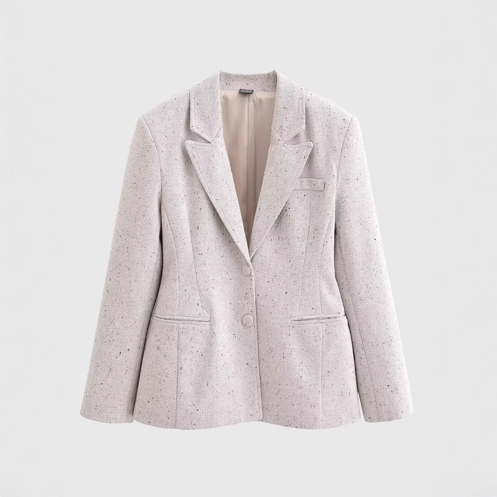 Women Tailored Bouclé Blazer with Princess Seams and Hidden Button Placket Mune Fashion