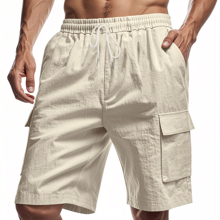 Men's technical cargo shorts with elastic drawstring waistband, secure flap pockets, and quick-drying functional material Mune Fashion