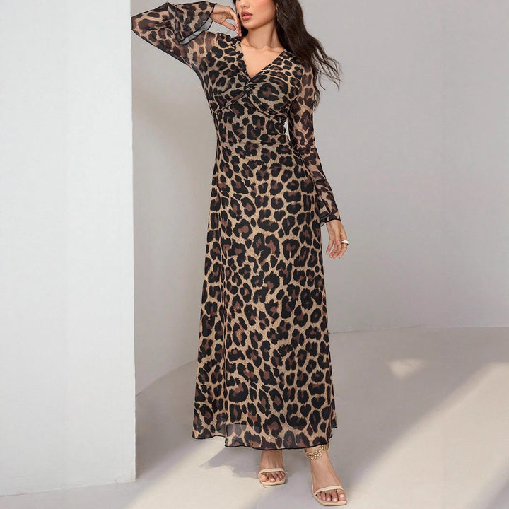 Women's midi dress with knot front and trumpet sleeves Mune Fashion