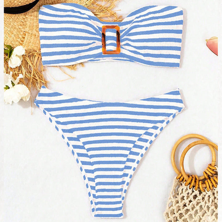Women’s bandeau bikini with fashionable knot design and high-cut bottom Mune Fashion