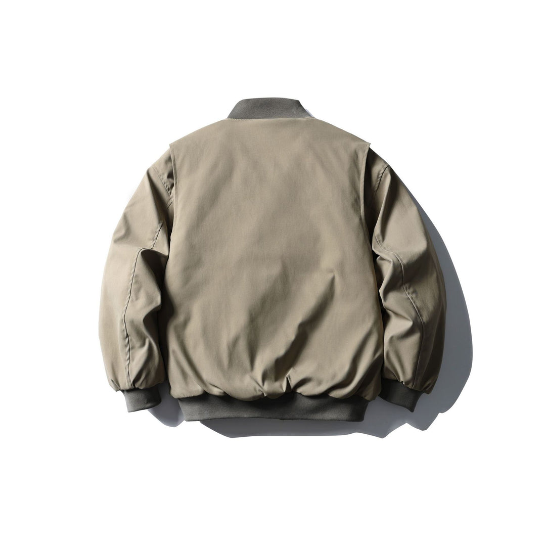 Unisex Short Boxy Quilted Bomber Jacket in Utility Look with Ribbed Collar Mune Fashion
