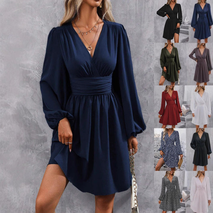 Women's wrap dress with stylish V-neck and voluminous sleeves Mune Fashion