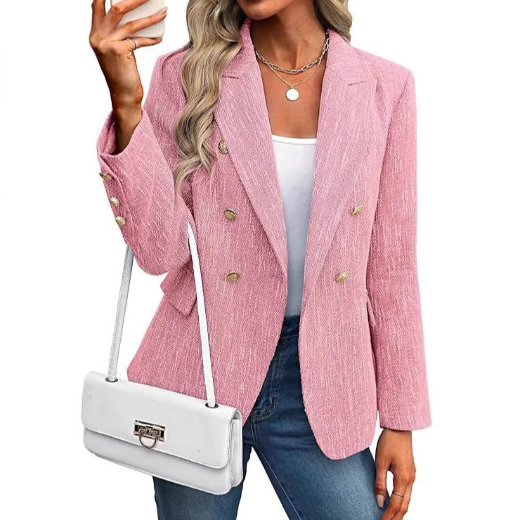 Women's Fashionable Double-Breasted Blazer Jacket
