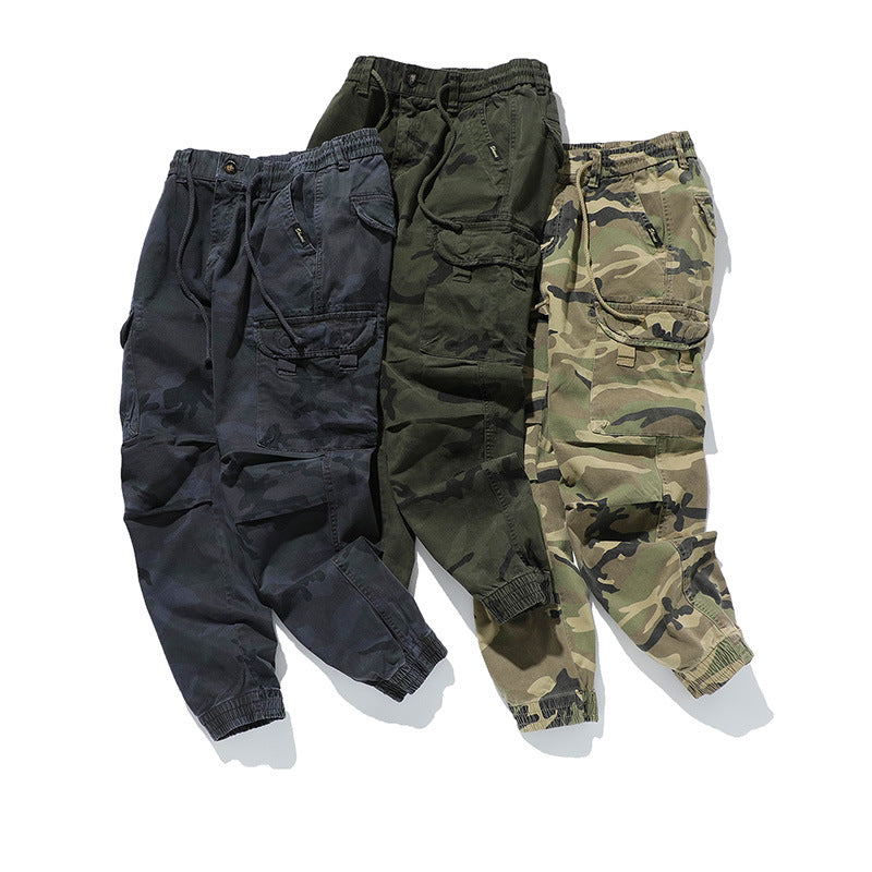 Men's Military-Style Cargo Jogger made of cotton blend with elastic drawstring waistband and modular flap pockets Mune Fashion
