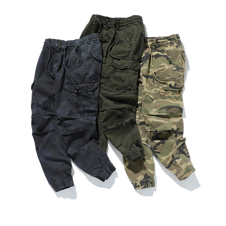 Men's Military-Style Cargo Jogger made of cotton blend with elastic drawstring waistband and modular flap pockets Mune Fashion