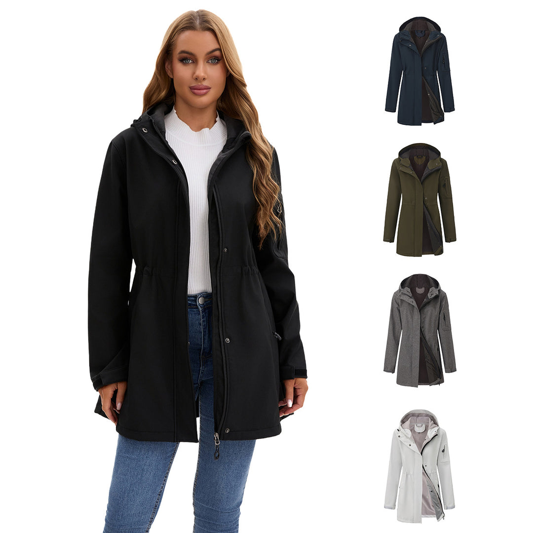 Women's nan functional softshell parka with teddy fleece lining, hood, and waist drawstring Mune Fashion