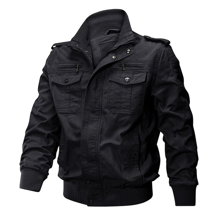 Men's Canvas Field Blouson in Aviator Style with Ribbed Hem and Flap Pockets Mune Fashion