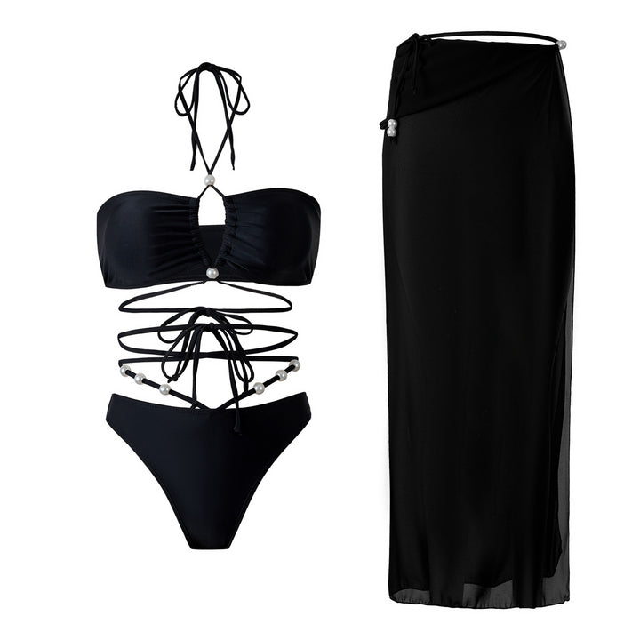 Women Bikini Set with sophisticated cut-out design and removable wrap skirt Mune Fashion