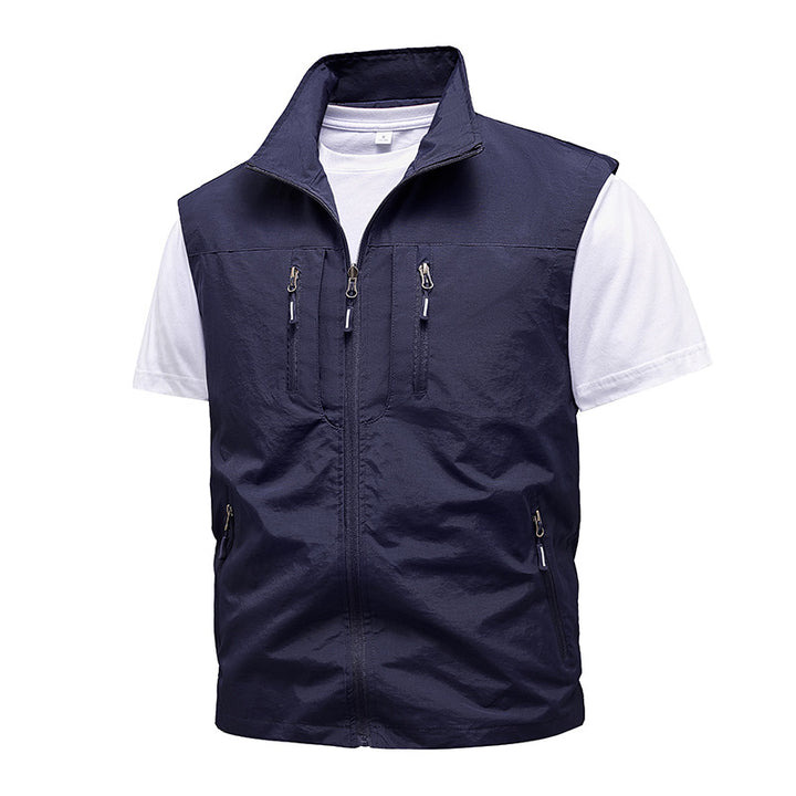 Men's functional zip vest with multiple zip pockets and high stand-up collar Mune Fashion