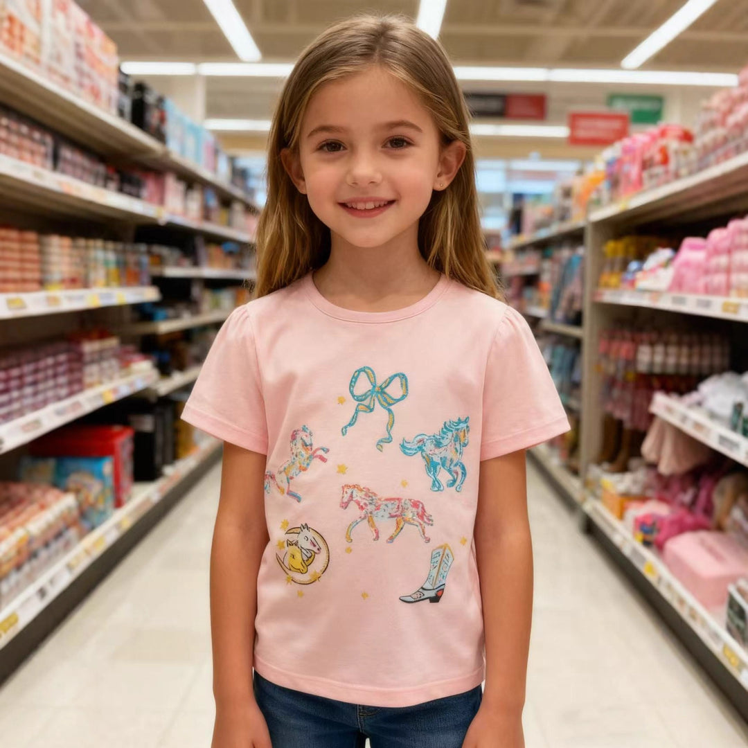 Girls T-Shirt with colorful horse print Mune Fashion