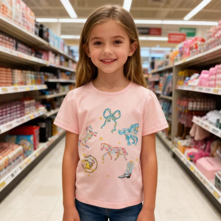 Girls T-Shirt with colorful horse print Mune Fashion