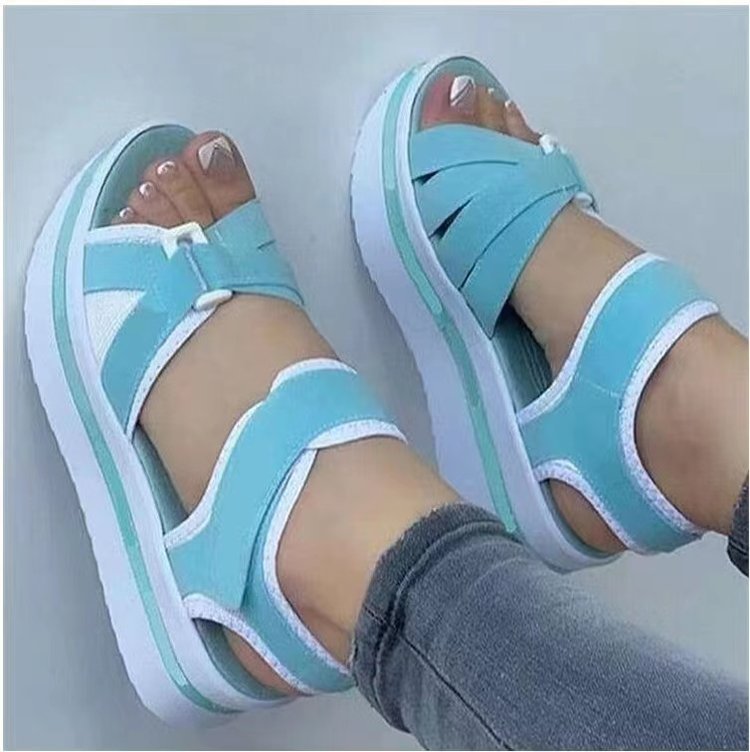 Women's sporty wedge sandals with adjustable Velcro straps and padded comfort insole Mune Fashion