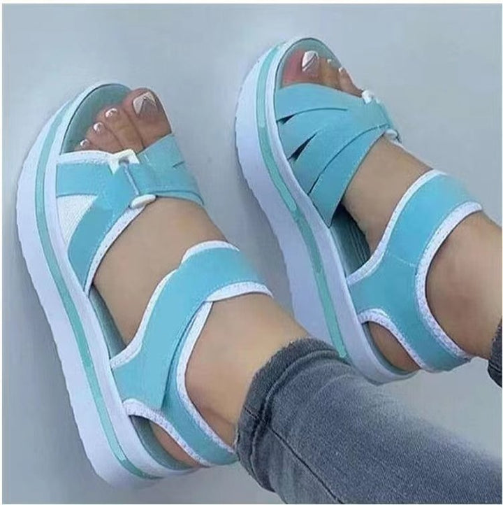 Women's sporty wedge sandals with adjustable Velcro straps and padded comfort insole Mune Fashion