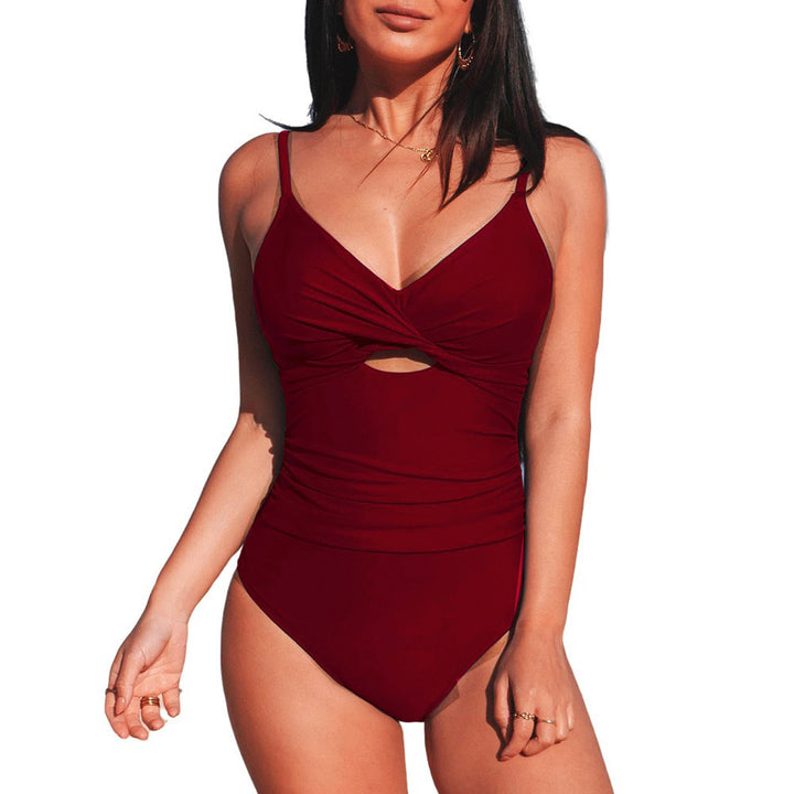 Ladies Elegant One-Piece Swimsuit with Fashionable Cut-Out Mune Fashion