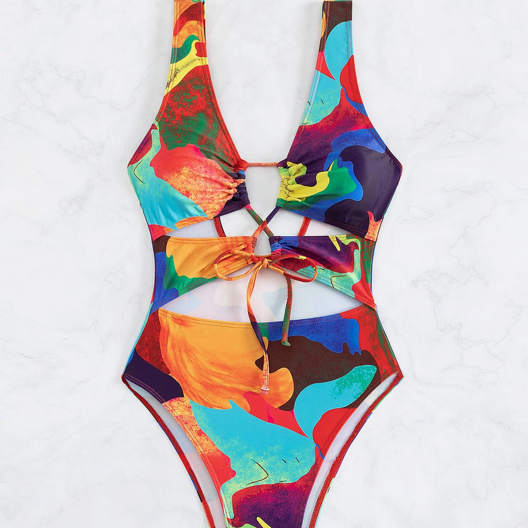Women’s One-Piece Swimsuit with Colorful Cut-Out Design Mune Fashion