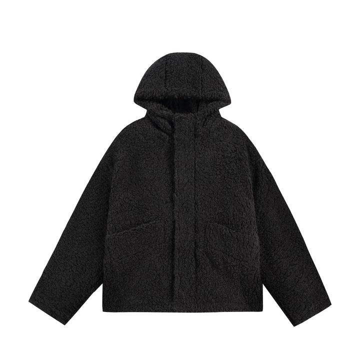 Women's Oversize Sherpa Hoodie with Concealed Front Flap and Patch Pockets Mune Fashion