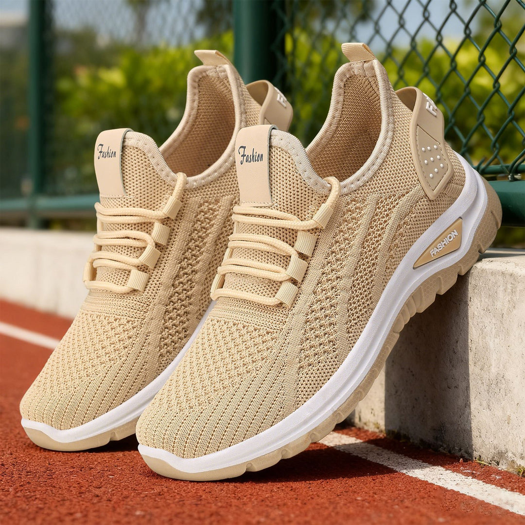 Women's sock-like knit-fit sneakers with elastic lacing, perforated heel reinforcement, and cushioned platform sole Mune Fashion