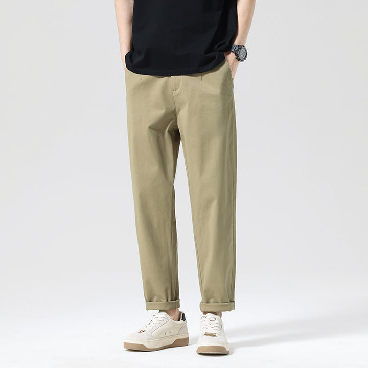 Men's Modern Relaxed-Fit Casual Chino with Lightweight Stretch and Turned-Up Hem Mune Fashion