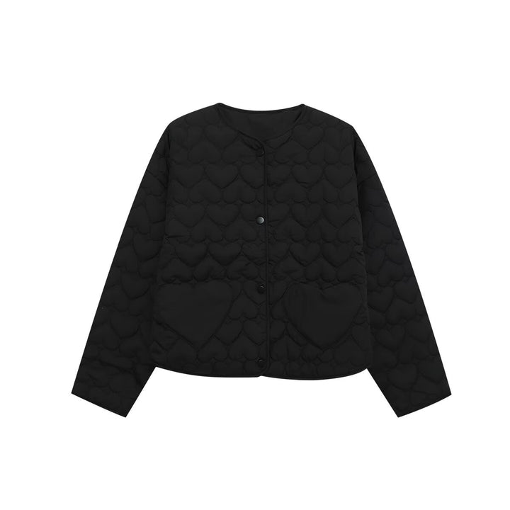 Women's short quilted jacket with heart quilting and heart pockets Mune Fashion