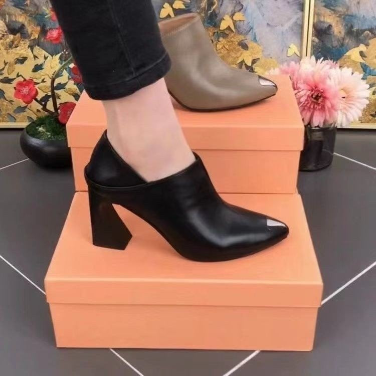 Women Chunky Heel Mules Mune Fashion