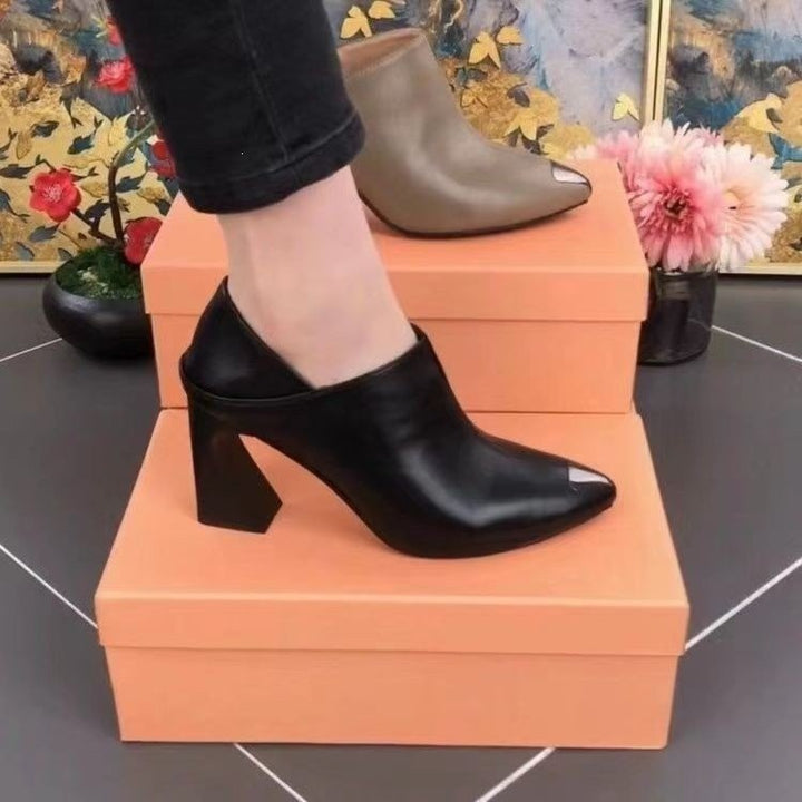 Women Chunky Heel Mules Mune Fashion
