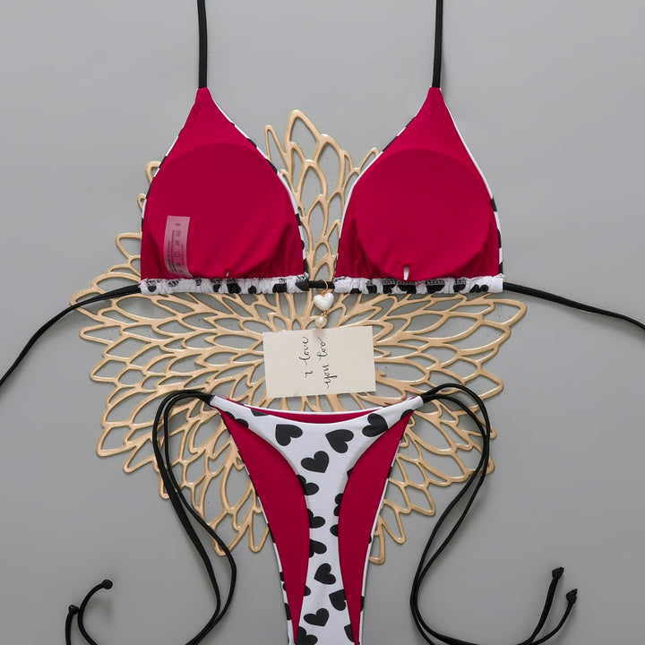 Women's Triangle Bikini with Hearts Mune Fashion
