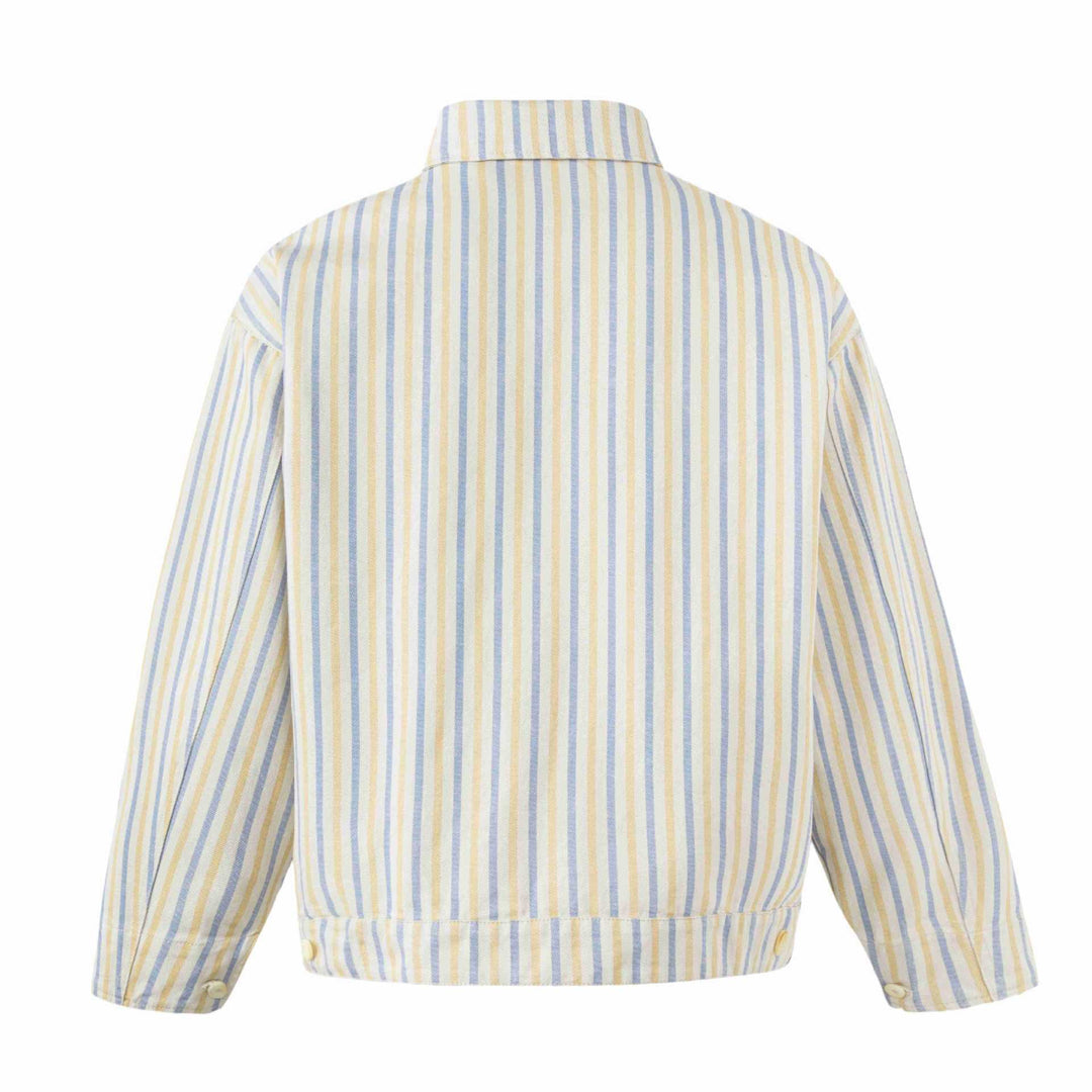 Unisex Striped lightweight Boxy transitional jacket with shirt collar and zipper Mune Fashion